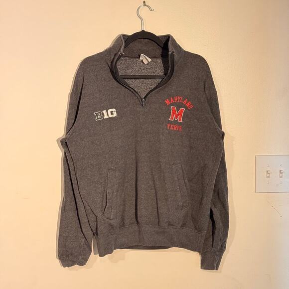 Champion Tops - University of Maryland Terrapins Quarter-Zip Sweatshirt - Gray Pullover